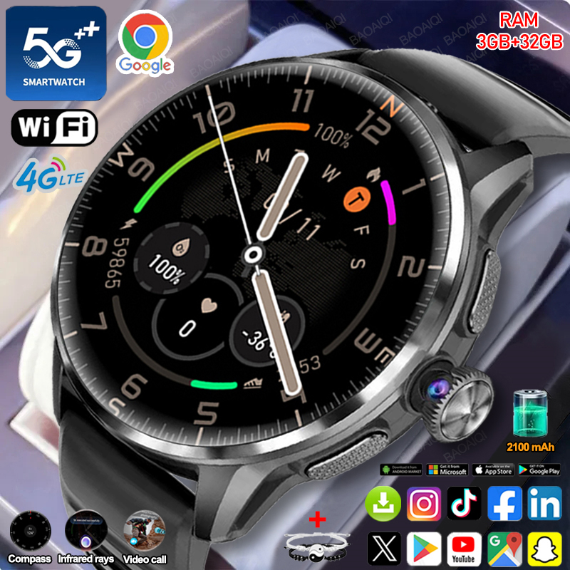 5G/4G対応スマートウォッチ 1.60インチAMOLEDス - Fall Detection Watch のレビューと価格