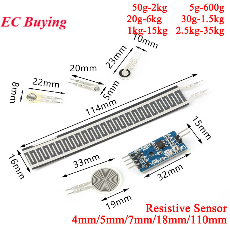 2個/1個 抵抗性薄膜圧力センサー フレキシブル力感知抵抗器 - Muscle Sensor Emg のレビューと価格